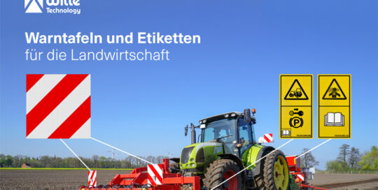 Warntafel für Traktor