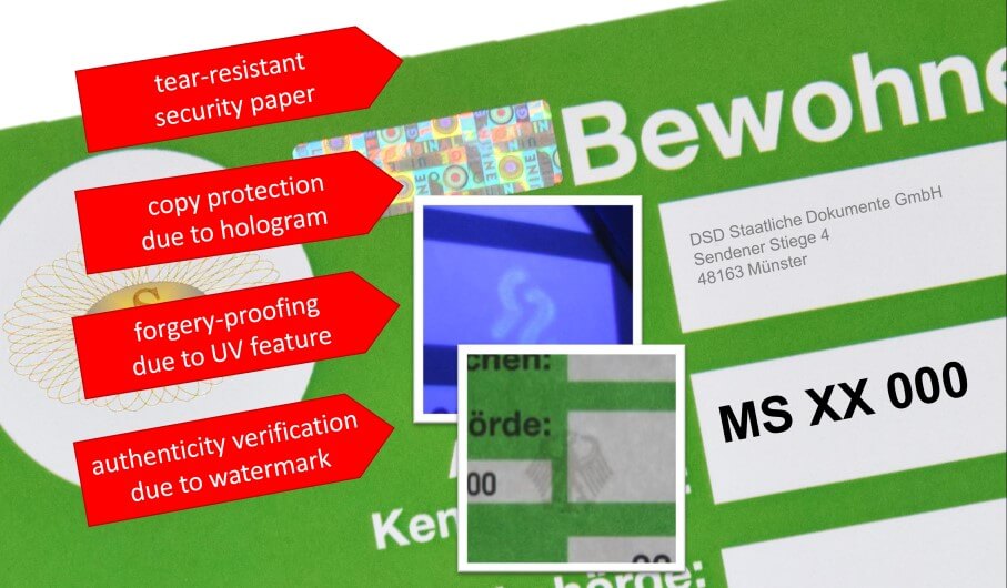 Permit with various security features