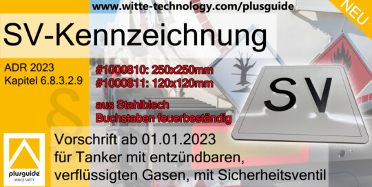 SV-Kennzeichnung gem. ADR 2023, für Sicherheitsventile